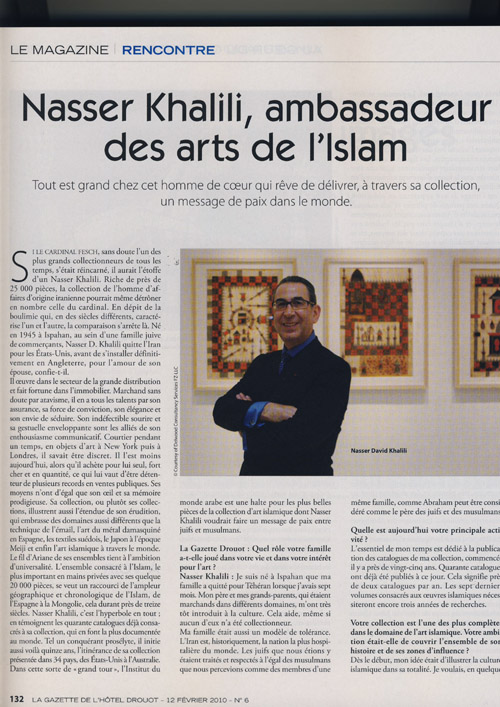 NASSER KHALILI, AMBASSADEUR DES ARTS DE I’ISLAM – LA GAZETTE